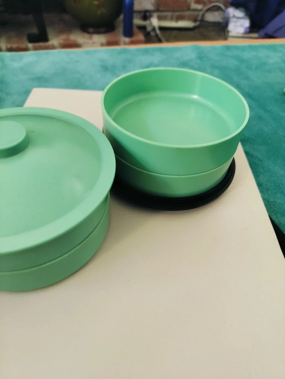 MCM F.E. Reinhold Los Angeles GreenThermoset Plastic Stackable Trinket Organizer